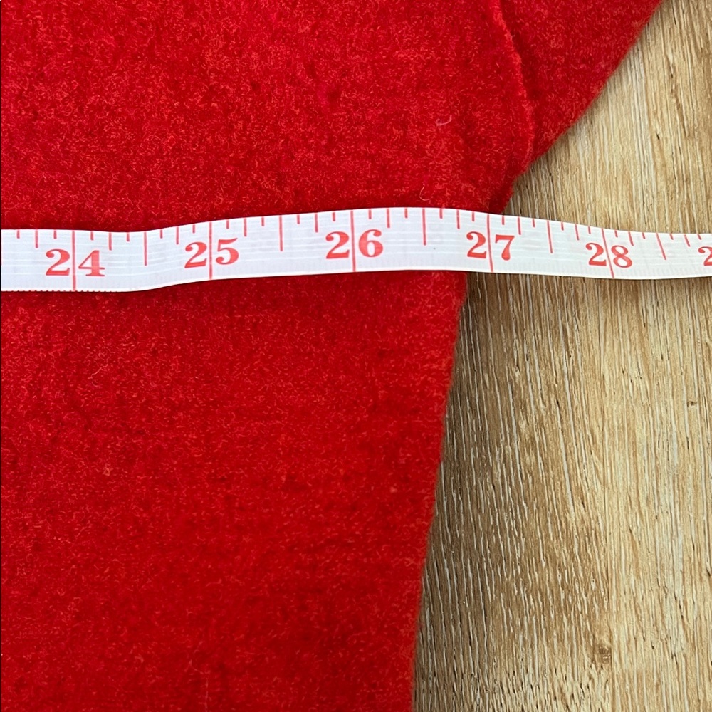 Eileen Fisher | Vibrant Red Open-Front Fine Merino Wool Shawl Cardigan Size L - Picture 14 of 16